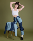 Mismatched Denim Carpenter Jeans and Cropped Tank in Vintage Tee White worn by Alex