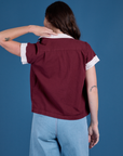 Painted Pantry Button-Up in Red Wine back view on Alex