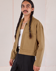 Mechanic Jacket in Desert Brown angled front view on Anthony