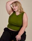 Muscle Tee in Summer Olive worn by Juliet