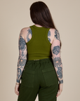 Racerback Tank in Summer Olive back view on Sydney