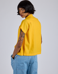 Pantry Button-Up in Sunshine Yellow angled back view on Kira