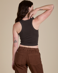 Racerback Tank in Espresso Brown back view on Alex