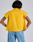 Pantry Button-Up in Sunshine Yellow back view on Kira