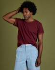 Vintage Ringer Tee in Red Wine worn by Jerrod