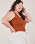 The Tank Top in Burnt Terracotta side view on Ashley