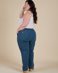 Angled back view of Work Pants in Lagoon on Ashley