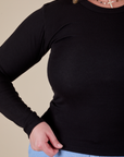 Long Sleeve Baby Tee in Basic Black close up on Lish