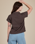 Pantry Button-Up in Espresso Brown back view on Alex