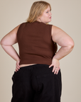 Muscle Tee in Fudgesicle Brown back view on Juliet