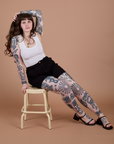 Classic Work Shorts in Basic Black and Cropped Tank in Vintage Tee White worn by Sydney