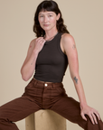 Racerback Tank in Espresso Brown on Alex