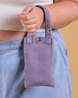 Cell Phone Tote in Faded Grape held by model