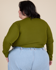 Long Sleeve Baby Tee in Summer Olive back view on Sam