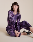 Magic Waters Drop Pocket Pants in Dark Lavender and matching Long Sleeve Baby Tee on Alex