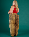 Angled back view of the Leopard Drop Pocket Pant on Juliet