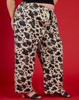 Close up angled side view of the Cow Drop Pocket Pant on Juliet
