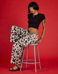Kira wearing the Cow Drop Pocket Pant with the Black Cropped Baby Tee