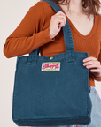 Shopper Tote Bag in Lagoon worn on models' shoulder