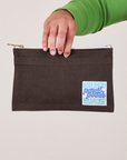 Pencil Pouch in Espresso Brown held by model