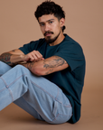 Burly Tee in Lagoon worn by Jesse
