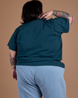 Burly Tee in Lagoon back view on Sam