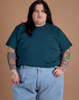 Burly Tee in Lagoon worn by Sam