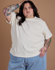 Sam is 5'10" and wearing 2XL Burly Tee in Vintage Tee White