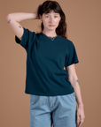 Burly Tee in Lagoon on Alex