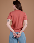 Burly Tee in Raspberry Sorbet back view on Alex