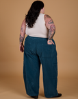 Corduroy Drop Pocket Cargo Pants in Lagoon back view on Sam