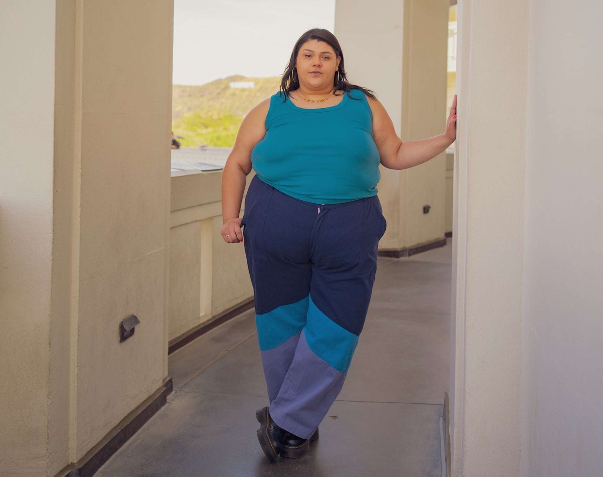 Sarita wearing Power Pants in Polar