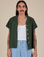 Anthony is 5’6” and wearing S Pantry Button-Up in Swamp Green