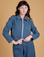 Alex is 5’8” and wearing P Heritage Mechanic Jacket in French Blue