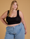 Juliet is 5’7” and wearing L Mini Tank in Basic Black
