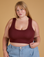 Juliet is 5’7” and wearing L Mini Tank in Red Wine