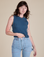 Alex is 5’8” and wearing P Muscle Tee in French Blue