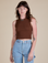 Alex is 5’8” and wearing P Muscle Tee in Fudgesicle Brown