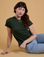 Alex is wearing Organic Vintage Tee in Swamp Green