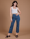 Alex is 5'8" and wearing XXS Organic Work Pants in French Blue