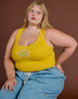 Icon Cropped Tank - Yellow Hibiscus