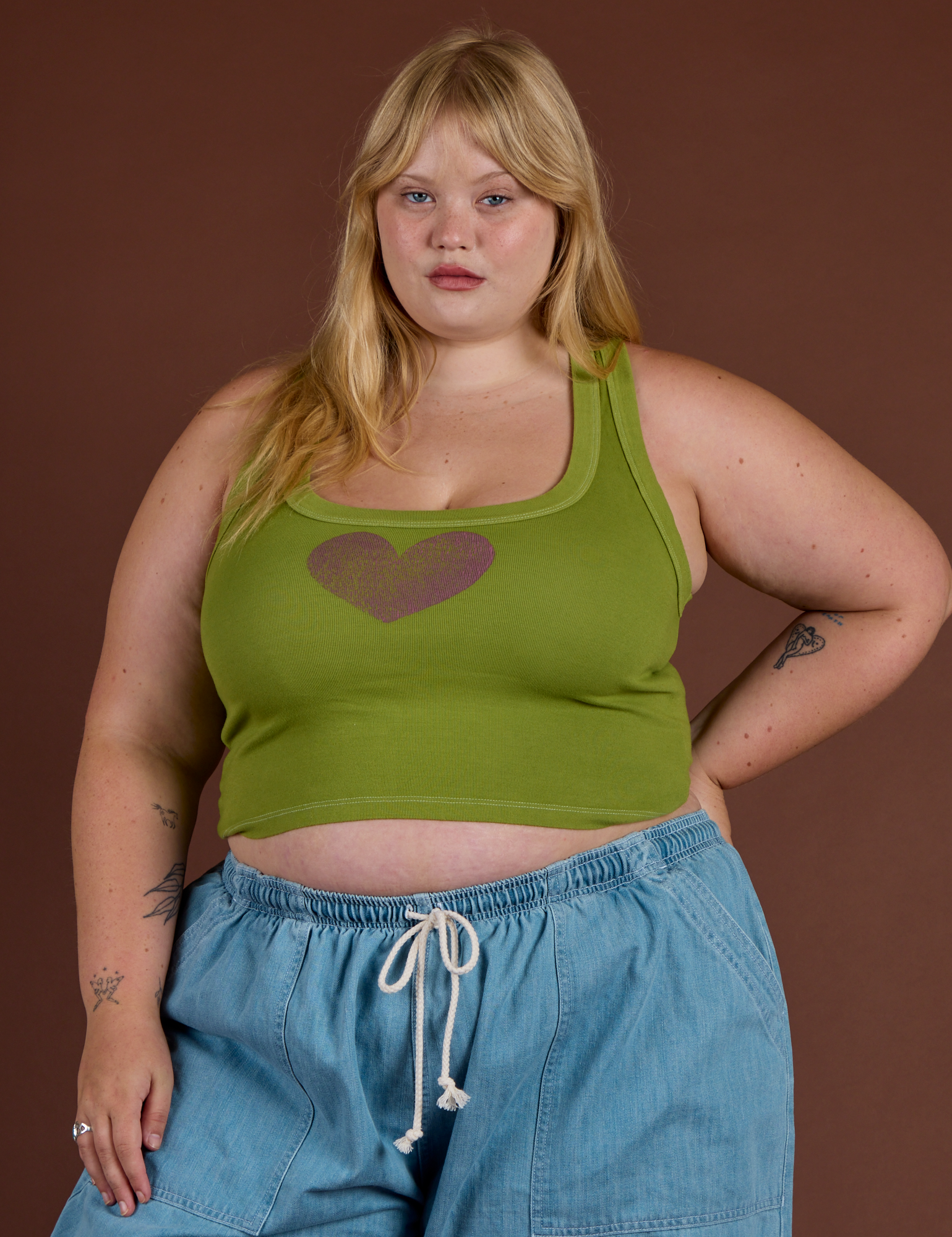 Icon Cropped Tank - Green Heart