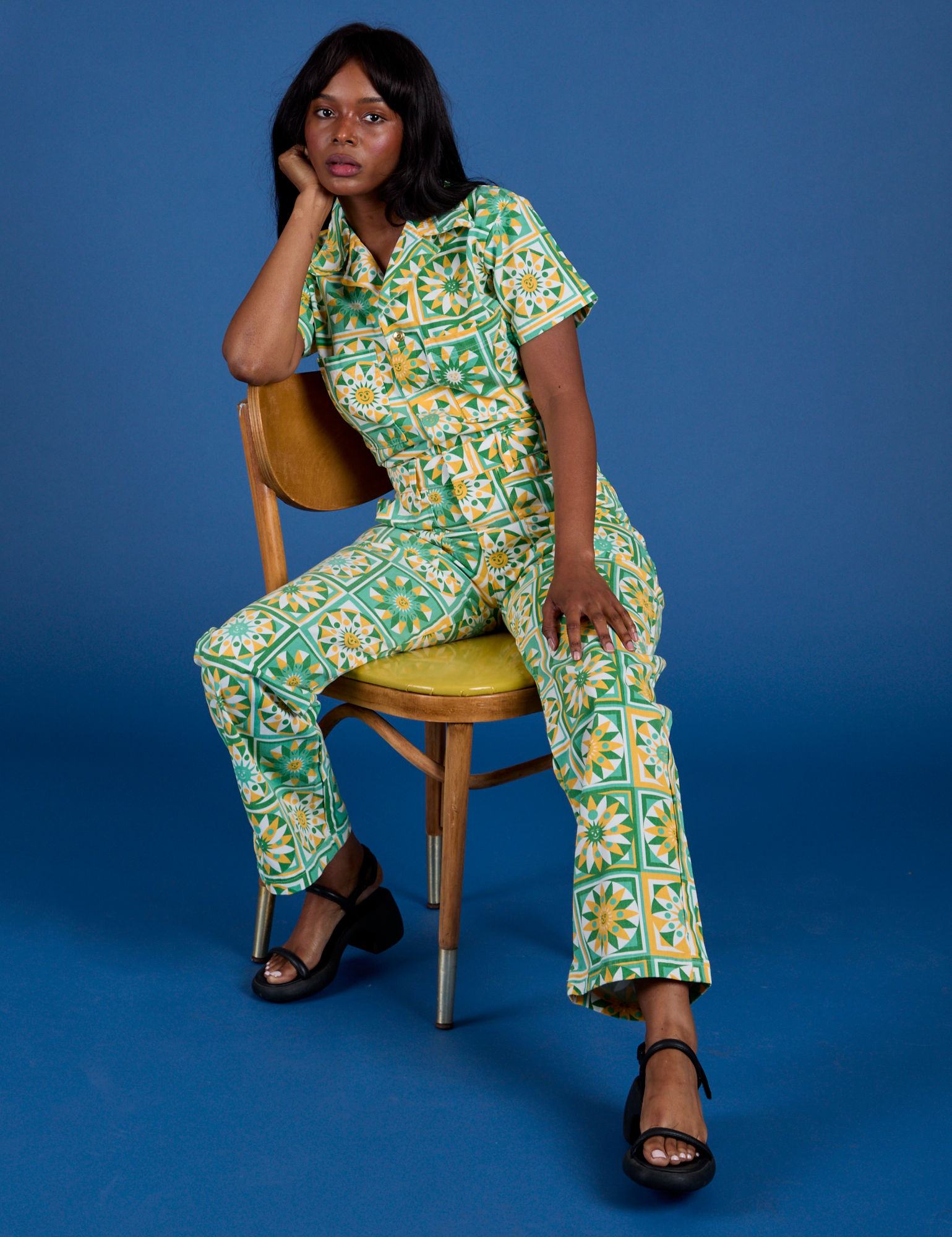 Kandia is wearing Spring Quilt Print Jumpsuit