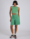 Kira is 5’10” and wearing XS Longline Work Shorts in Seafoam Green paired with matching Muscle Tee