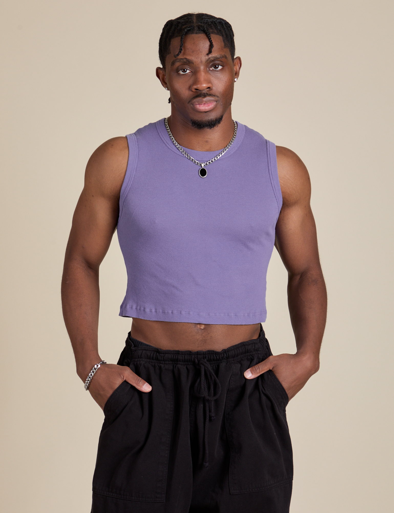 Muscle Tee in Faded Grape on Isaac
