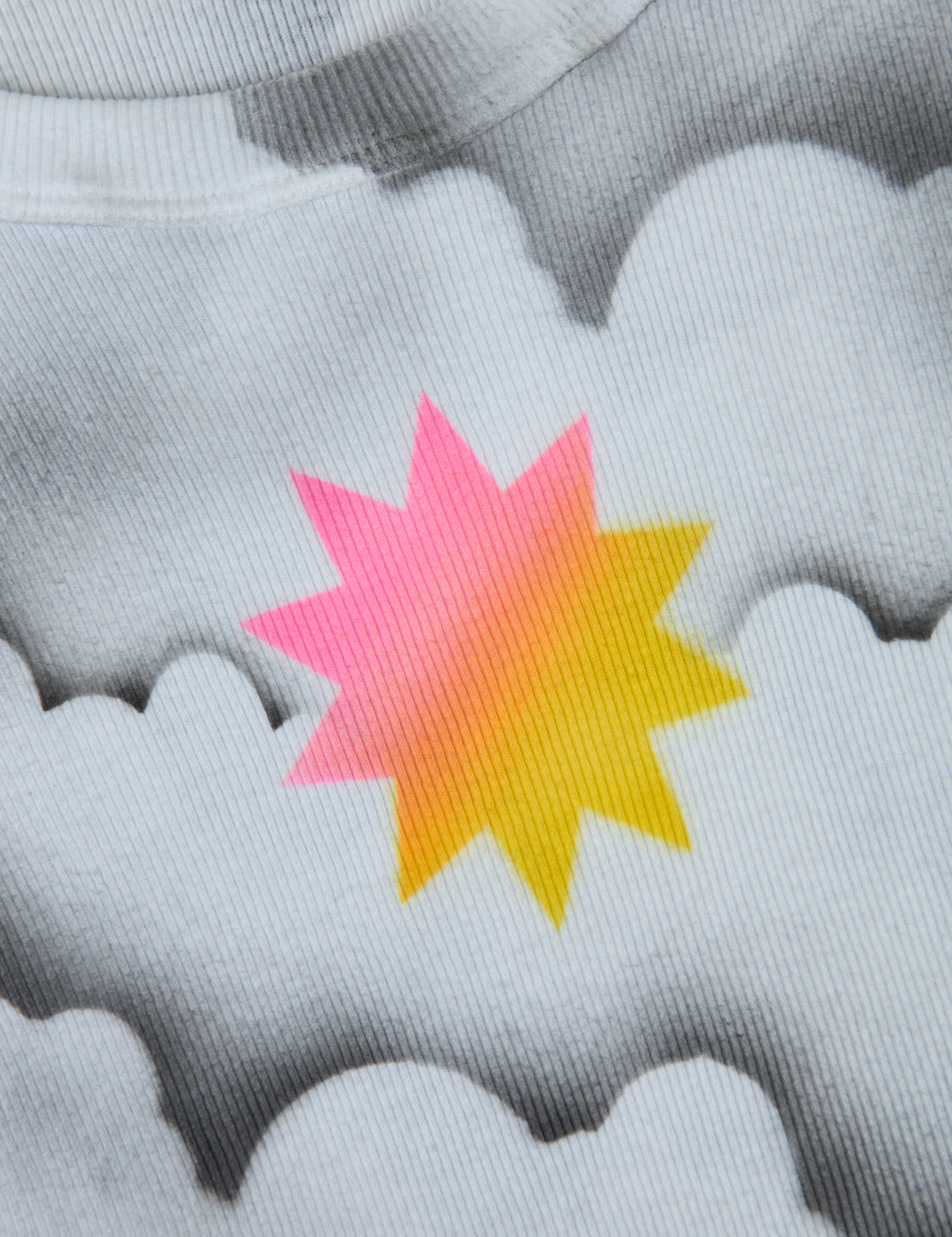 Fabric detail close up of the Dark Cloud Airbrush Muscle Tee