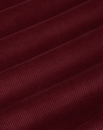 Cropped Corduroy Overshirt in Red Wine fabric detail close up