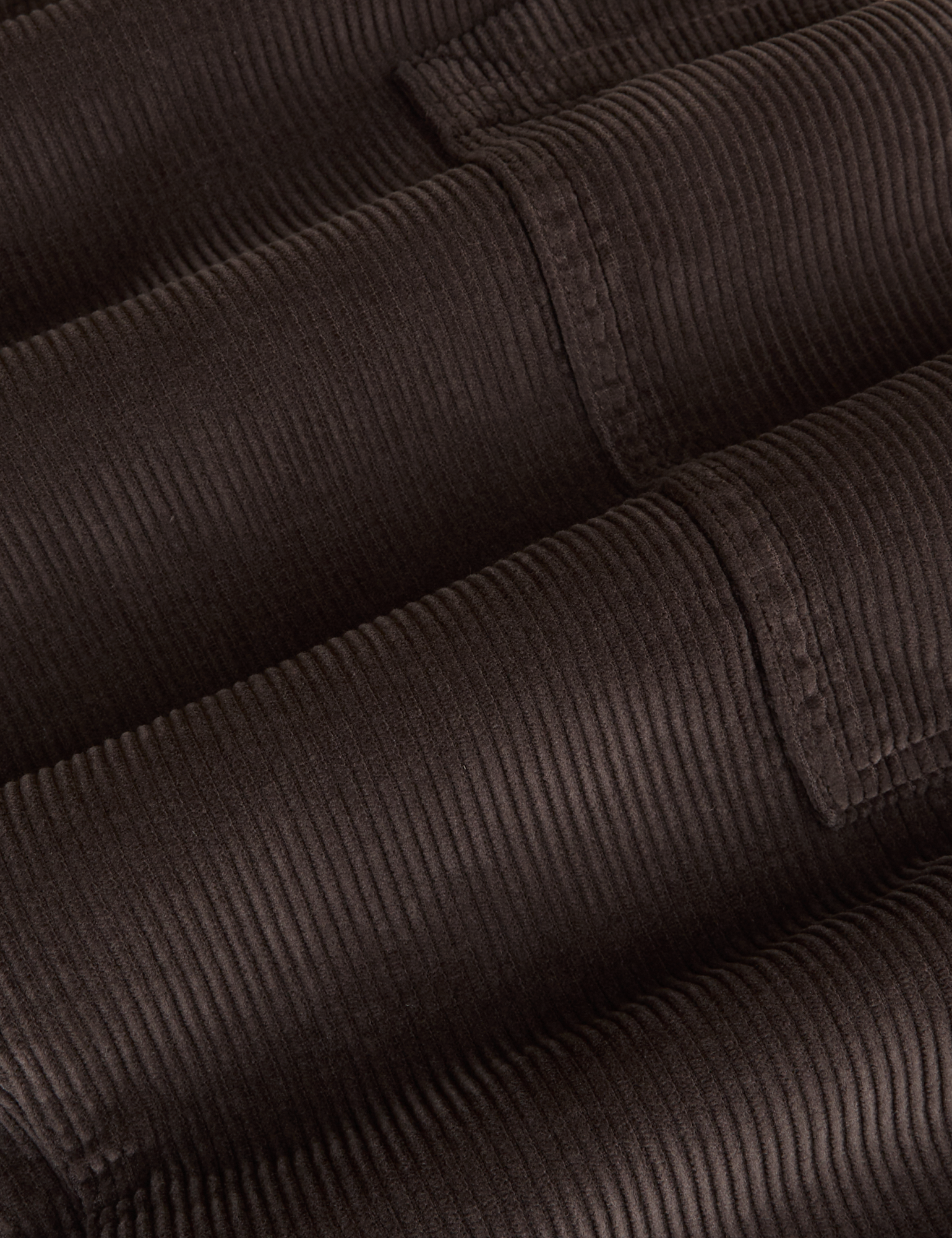 Corduroy Drop Pocket Cargo Pants in Espresso Brown fabric detail close up