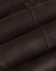 Corduroy Drop Pocket Cargo Pants in Espresso Brown fabric detail close up