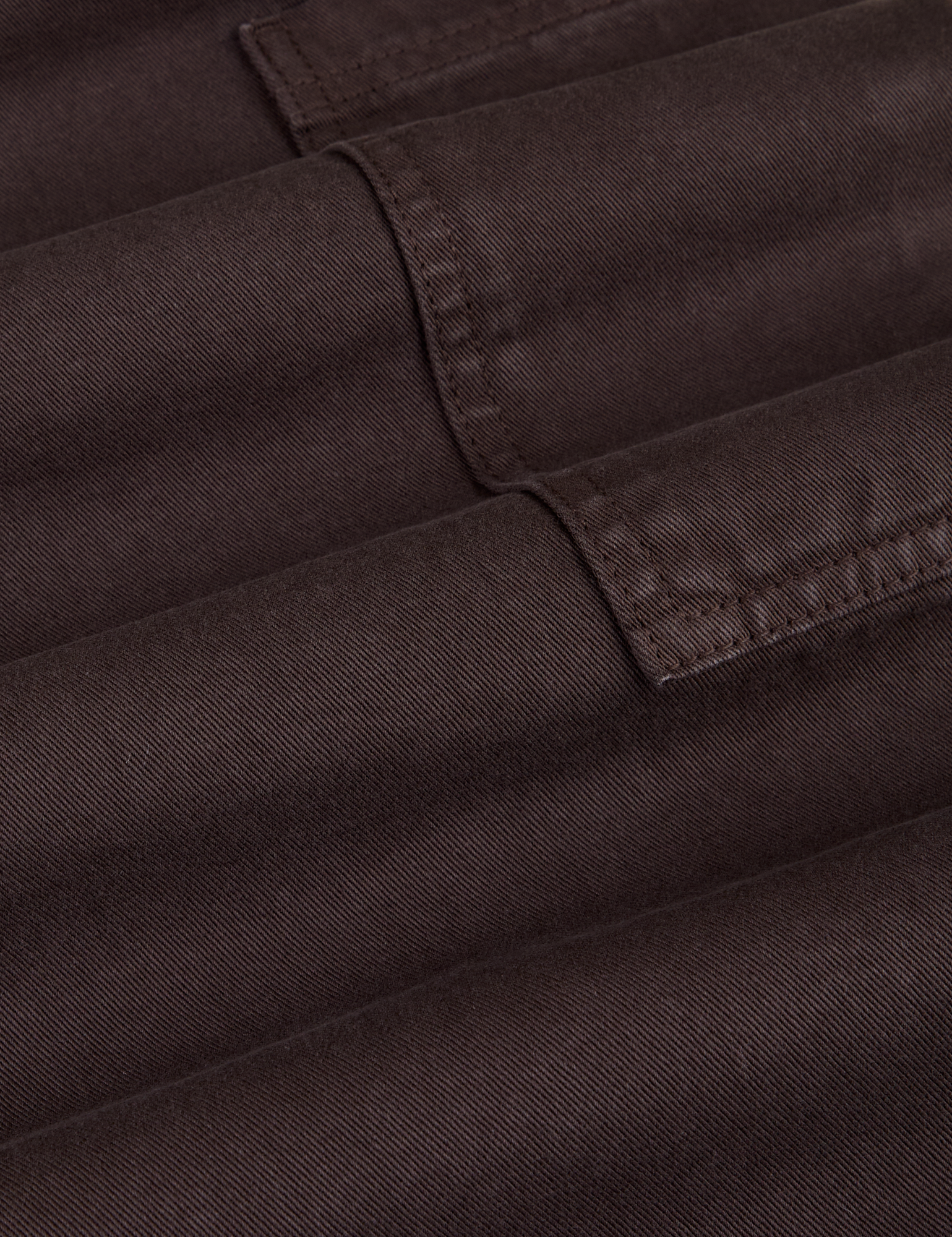 Drop Pocket Cargo Pants in Espresso Brown fabric detail close up